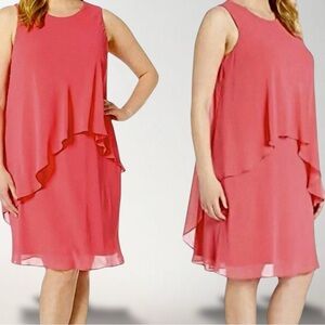 NWT Lauren Ralph Lauren ‘Layered Chiffon Georgette Dress’ in “Starfruit” Pink 10